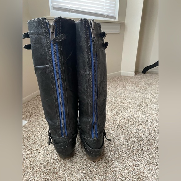 STEVE MADDEN P-Loops Knee High Boots Women’s Size  9 Leather Black Grey - Picture 8 of 11